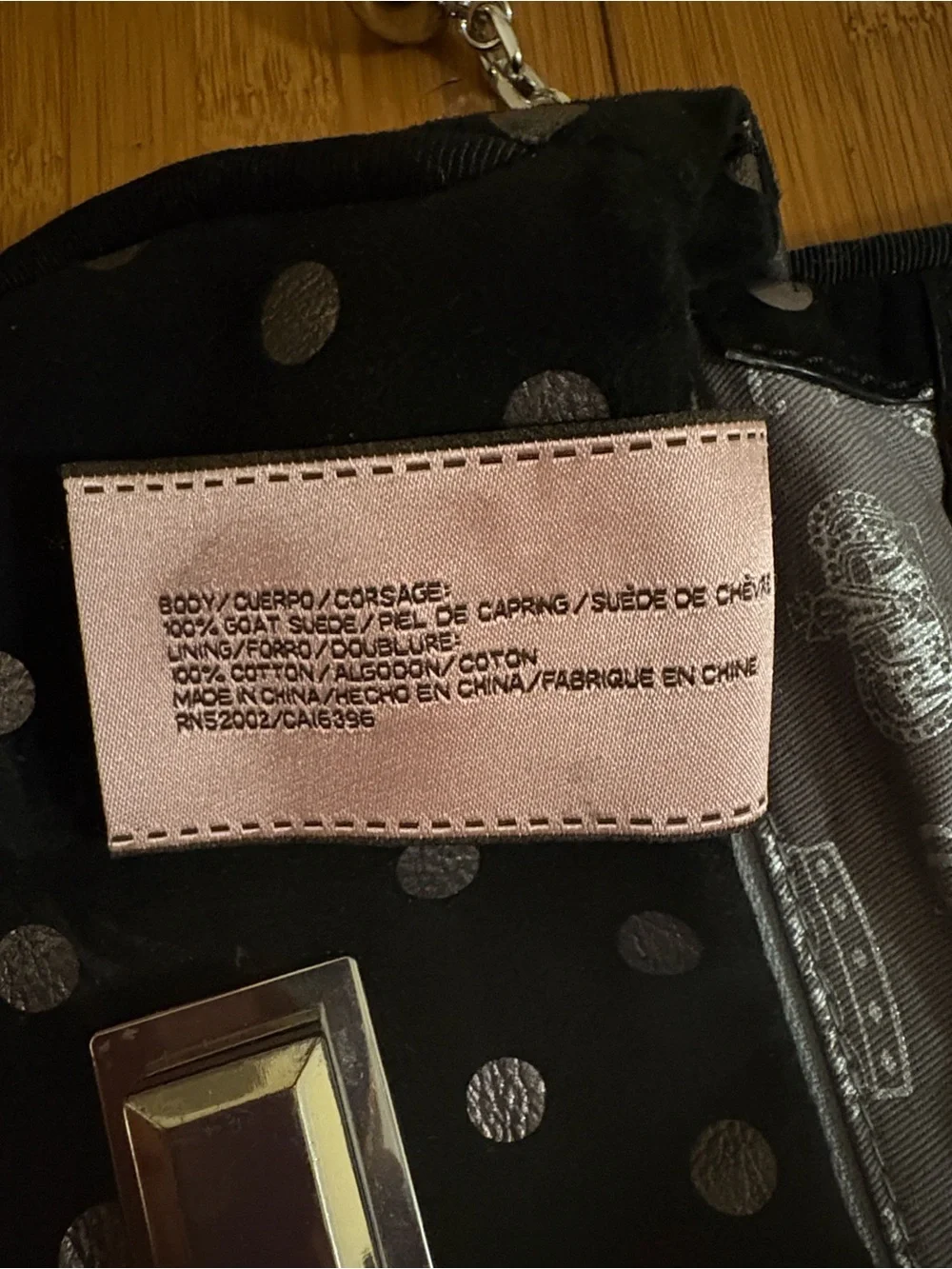 Juicy Couture Black Shoulder Bag with Silver Polka Dots Adjustable strap